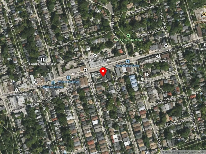 RentSafeTO apartment evaluation satellite view of 2263 QUEEN ST E in Beaches-East York, Toronto
