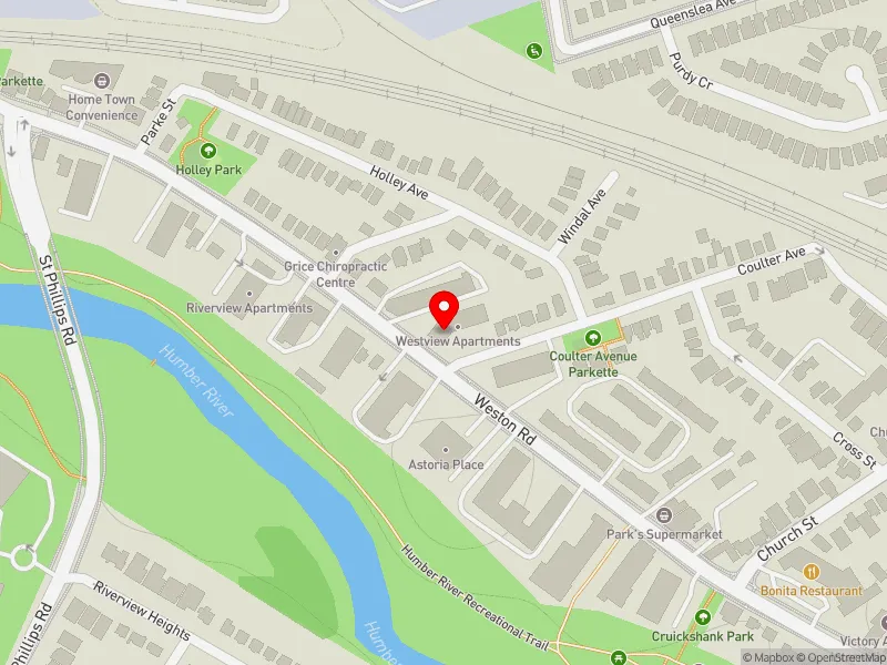 RentSafeTO apartment evaluation map view of 2263 WESTON RD in York South-Weston, Toronto