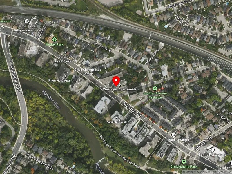 RentSafeTO apartment evaluation satellite view of 2263 WESTON RD in York South-Weston, Toronto