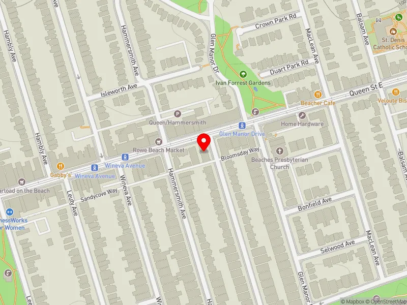 RentSafeTO apartment evaluation map view of 2265 QUEEN ST E in Beaches-East York, Toronto