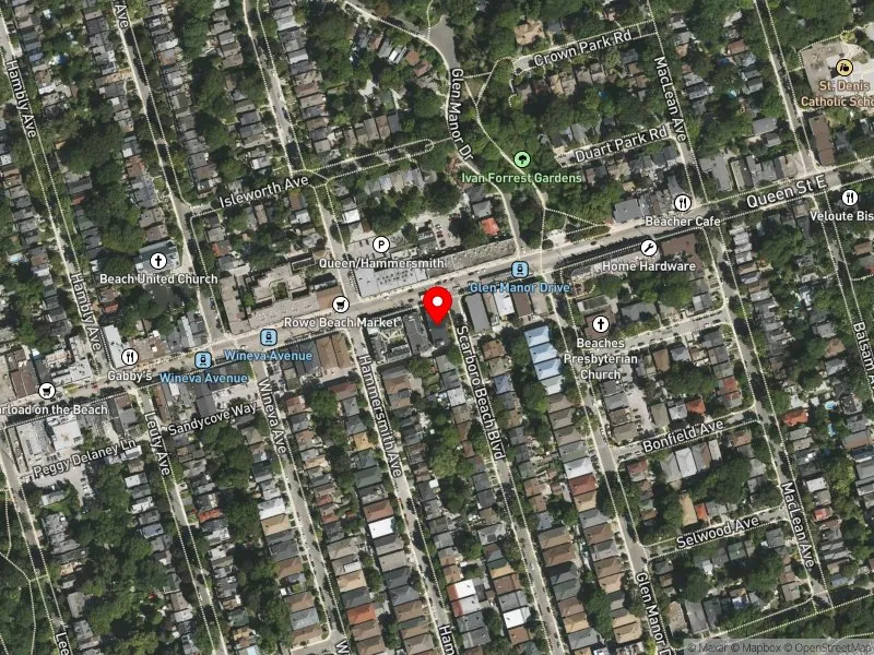 RentSafeTO apartment evaluation satellite view of 2265 QUEEN ST E in Beaches-East York, Toronto