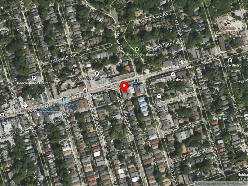 RentSafeTO apartment evaluation satellite view of 2269 QUEEN ST E in Beaches-East York, Toronto