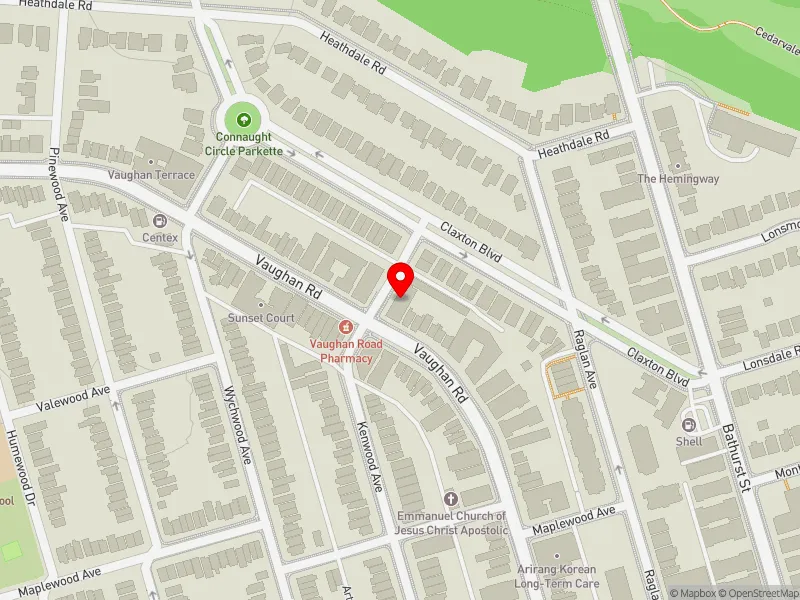 RentSafeTO apartment evaluation map view of 227 VAUGHAN RD in Toronto-St. Paul's, Toronto