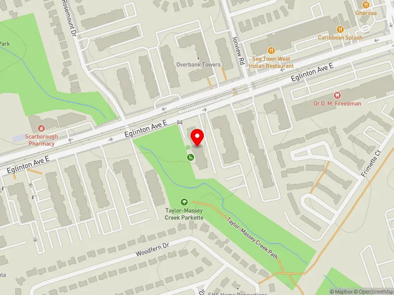 RentSafeTO apartment evaluation map view of 2283 EGLINTON AVE E in Scarborough Southwest, Toronto