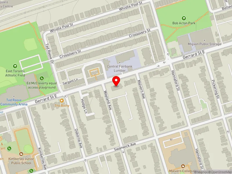 RentSafeTO apartment evaluation map view of 2287 GERRARD ST E in Beaches-East York, Toronto