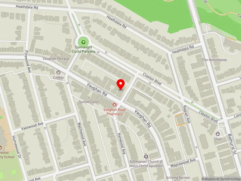 RentSafeTO apartment evaluation map view of 229 VAUGHAN RD in Toronto-St. Paul's, Toronto