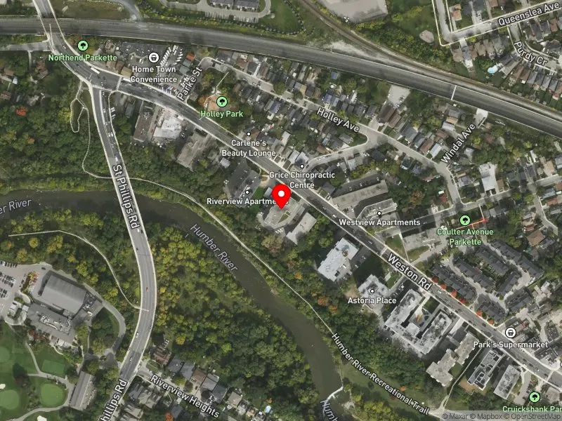 RentSafeTO apartment evaluation satellite view of 2292 WESTON RD in York South-Weston, Toronto