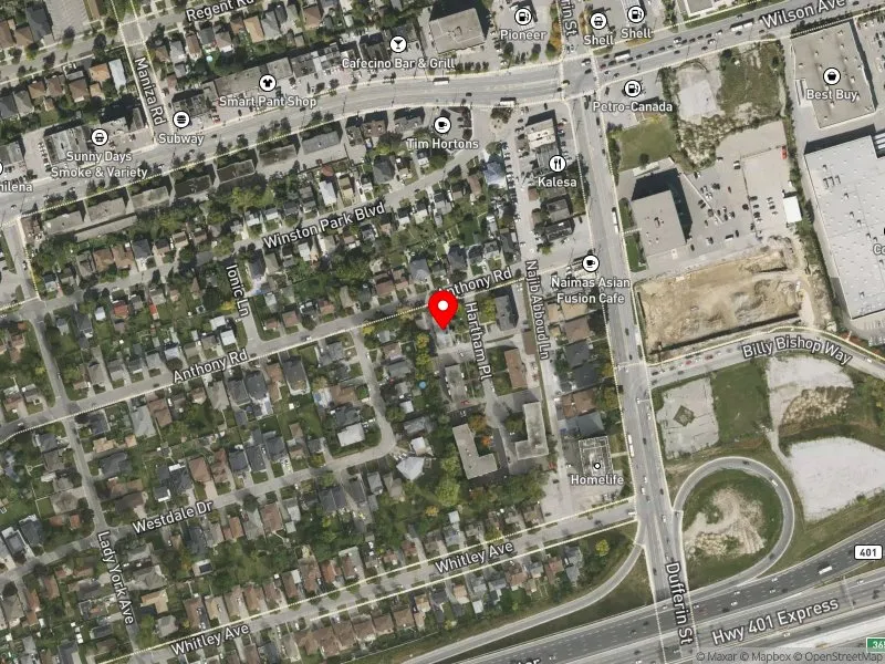 RentSafeTO apartment evaluation satellite view of 23 ANTHONY RD in York Centre, Toronto