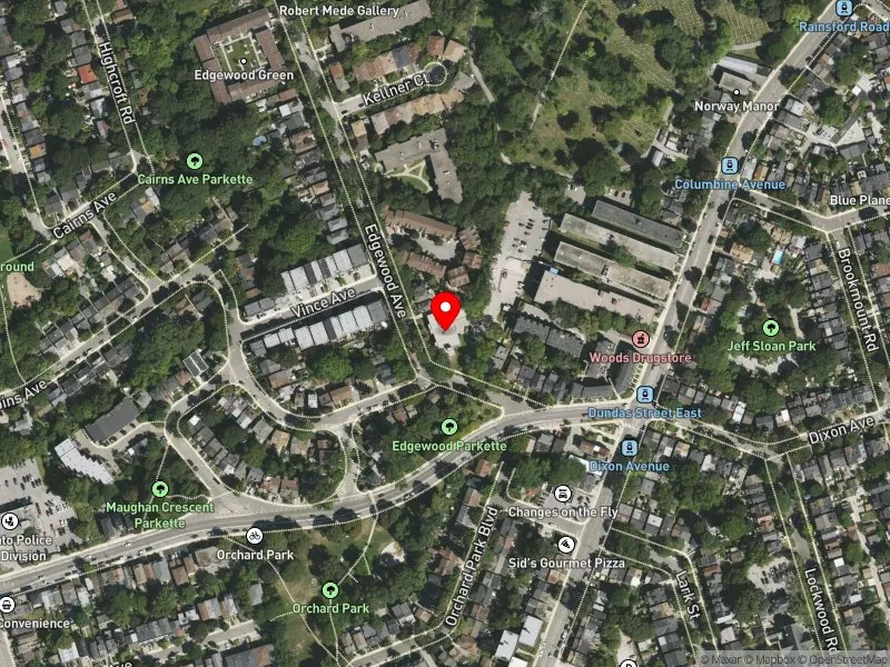 RentSafeTO apartment evaluation satellite view of 23 EDGEWOOD AVE in Beaches-East York, Toronto