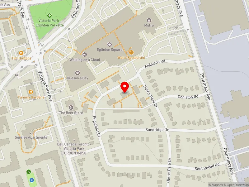 RentSafeTO apartment evaluation map view of 23 ENGELHART CRES in Scarborough Southwest, Toronto
