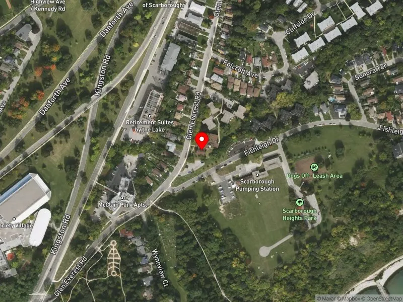 RentSafeTO apartment evaluation satellite view of 23 GLEN EVEREST RD in Scarborough Southwest, Toronto