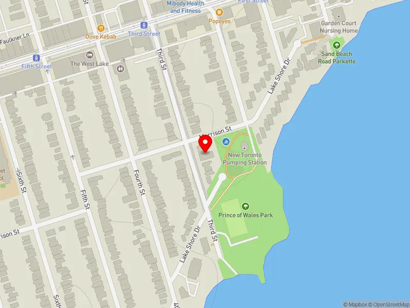 RentSafeTO apartment evaluation map view of 23 THIRD ST in Etobicoke-Lakeshore, Toronto