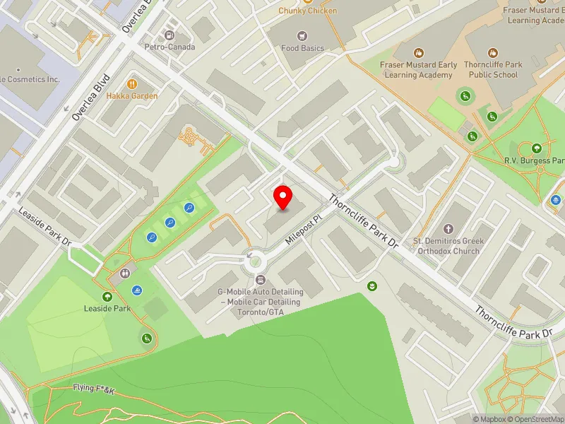 RentSafeTO apartment evaluation map view of 23 THORNCLIFFE PARK DR in Don Valley West, Toronto