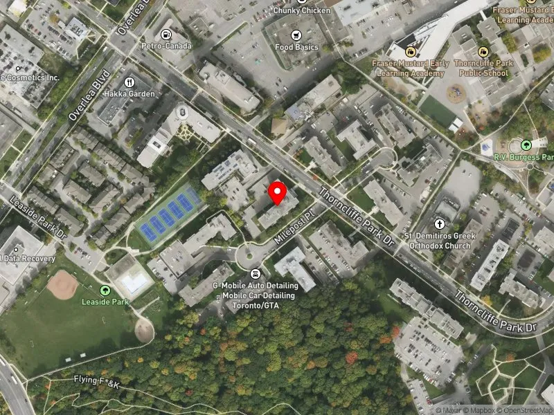 RentSafeTO apartment evaluation satellite view of 23 THORNCLIFFE PARK DR in Don Valley West, Toronto