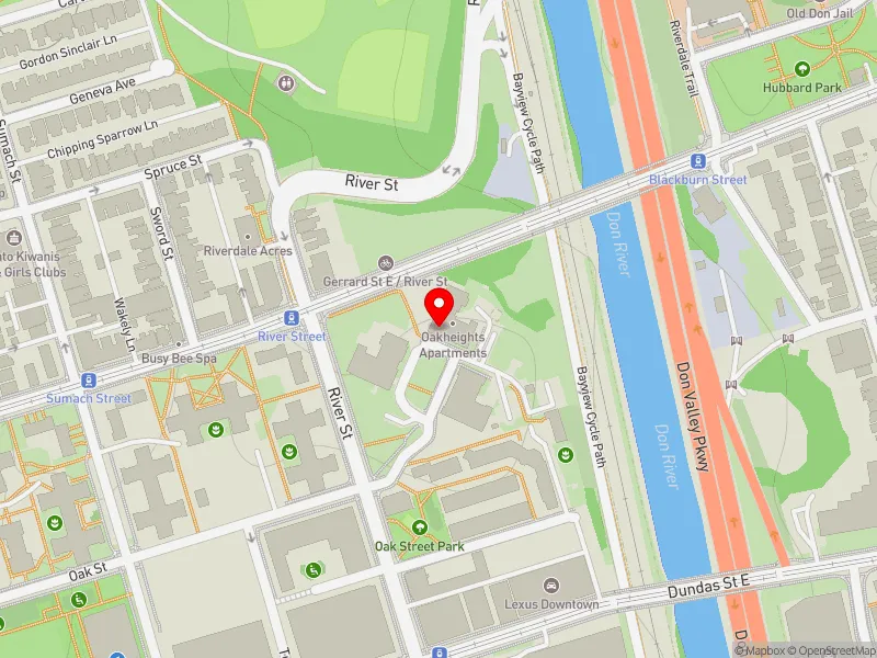 RentSafeTO apartment evaluation map view of 230 OAK ST in Toronto Centre, Toronto