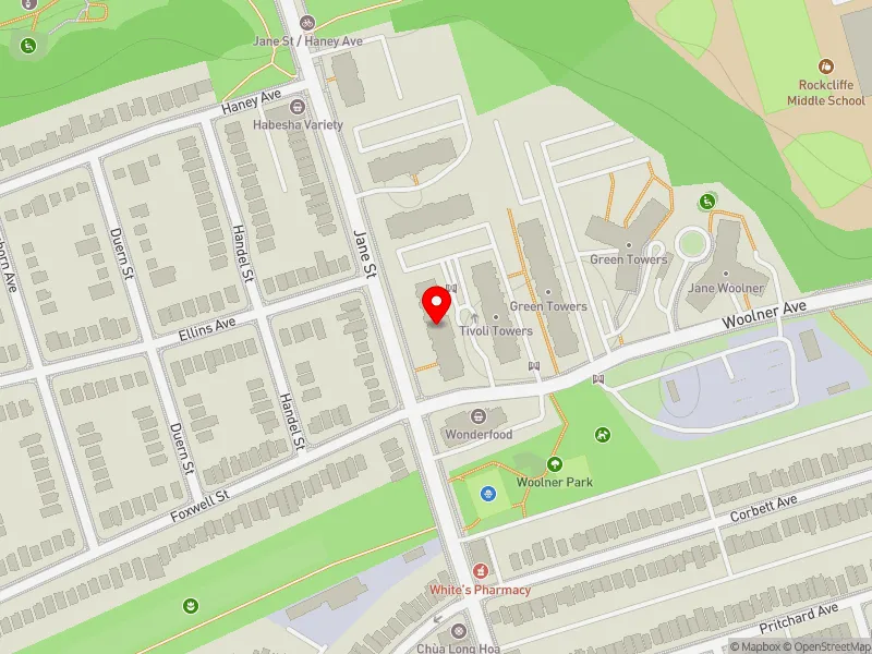 RentSafeTO apartment evaluation map view of 230 WOOLNER AVE in York South-Weston, Toronto