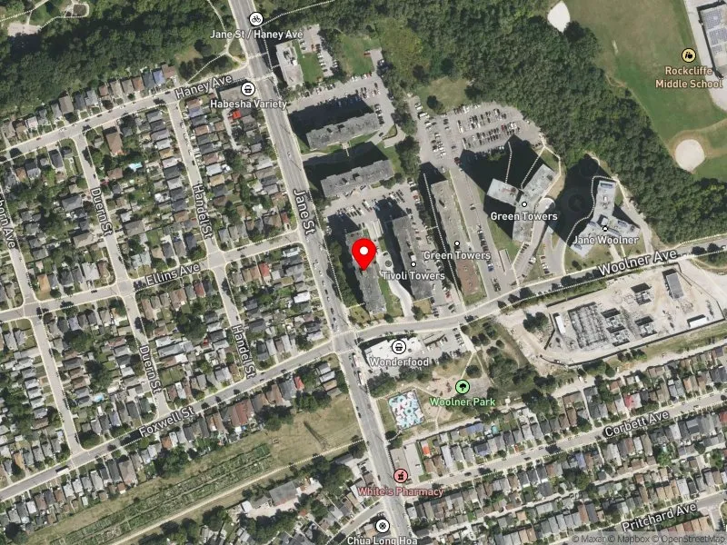 RentSafeTO apartment evaluation satellite view of 230 WOOLNER AVE in York South-Weston, Toronto