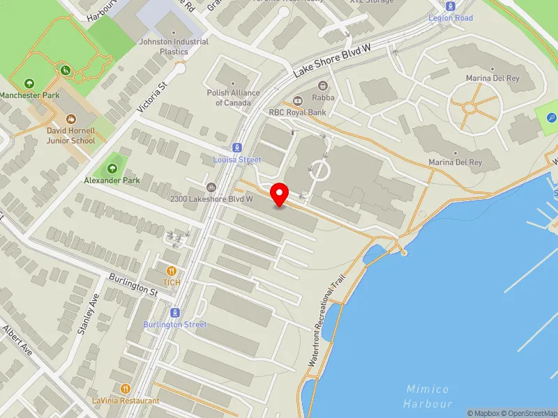 RentSafeTO apartment evaluation map view of 2301 LAKE SHORE BLVD W in Etobicoke-Lakeshore, Toronto