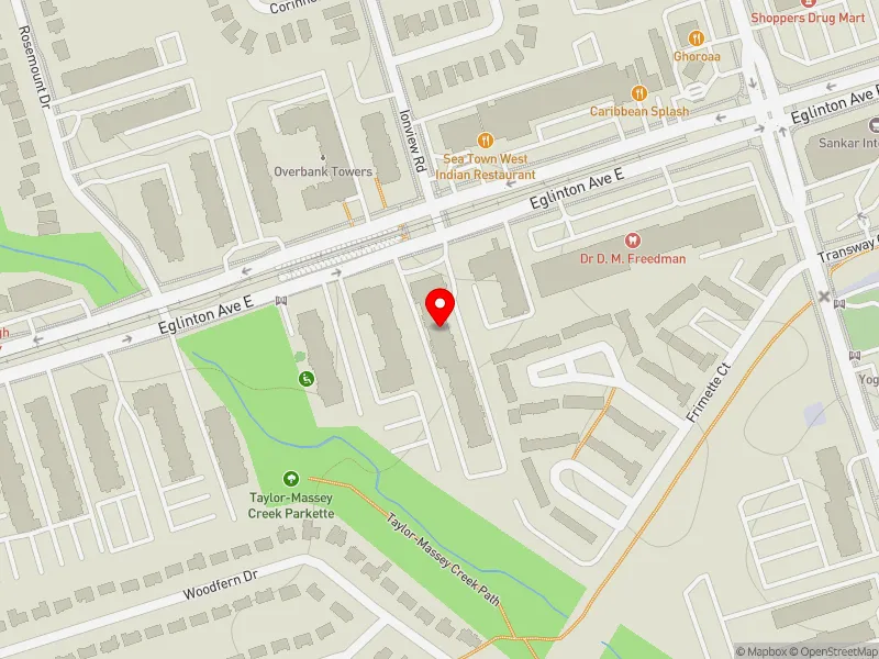 RentSafeTO apartment evaluation map view of 2303 EGLINTON AVE E in Scarborough Southwest, Toronto