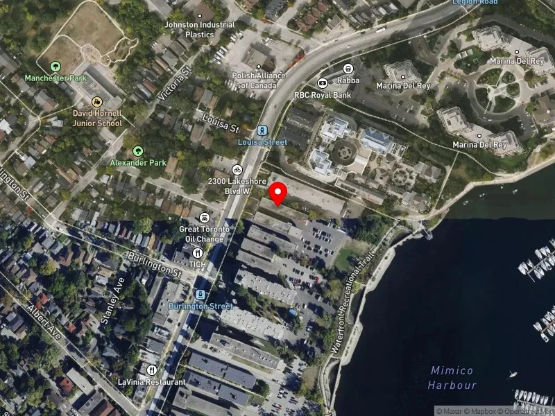 RentSafeTO apartment evaluation satellite view of 2303 LAKE SHORE BLVD W in Etobicoke-Lakeshore, Toronto