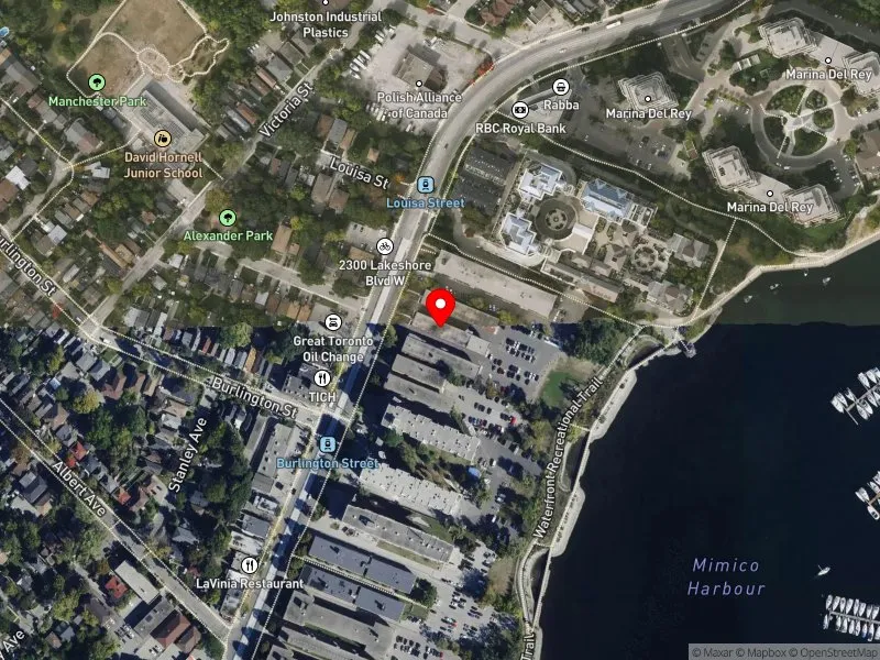 RentSafeTO apartment evaluation satellite view of 2305 LAKE SHORE BLVD W in Etobicoke-Lakeshore, Toronto