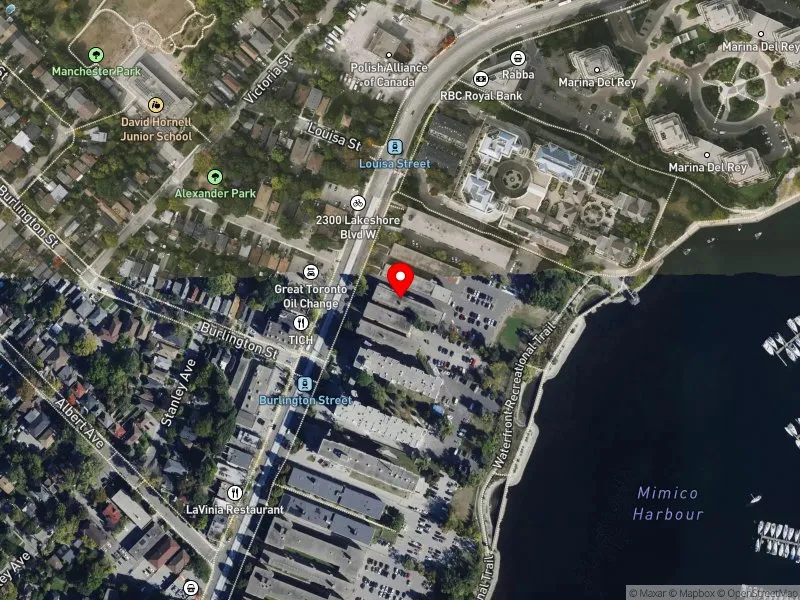 RentSafeTO apartment evaluation satellite view of 2307 LAKE SHORE BLVD W in Etobicoke-Lakeshore, Toronto