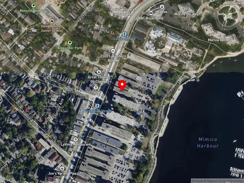 RentSafeTO apartment evaluation satellite view of 2311 LAKE SHORE BLVD W in Etobicoke-Lakeshore, Toronto