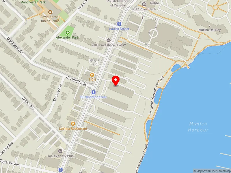 RentSafeTO apartment evaluation map view of 2313 LAKE SHORE BLVD W in Etobicoke-Lakeshore, Toronto
