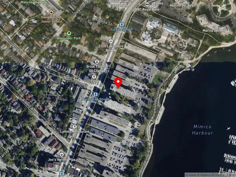 RentSafeTO apartment evaluation satellite view of 2313 LAKE SHORE BLVD W in Etobicoke-Lakeshore, Toronto