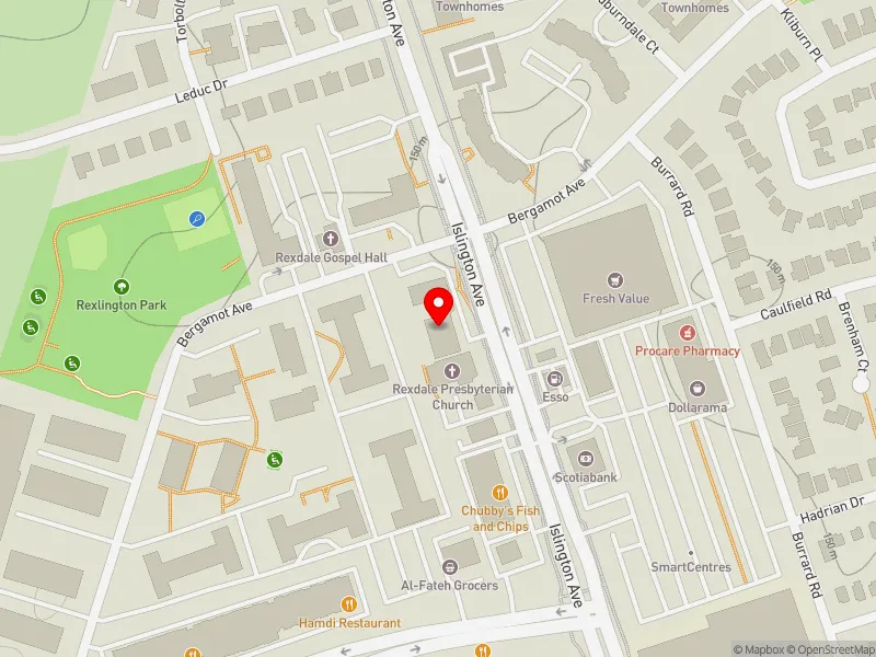 RentSafeTO apartment evaluation map view of 2314 ISLINGTON AVE in Etobicoke North, Toronto