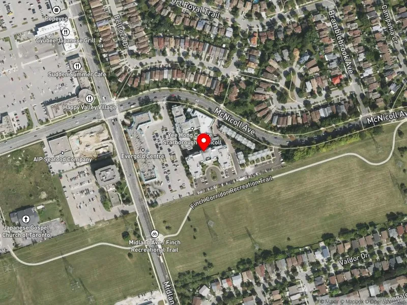 RentSafeTO apartment evaluation satellite view of 2319 MCNICOLL AVE in Scarborough North, Toronto