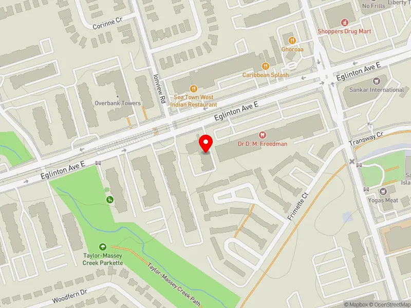 RentSafeTO apartment evaluation map view of 2323 EGLINTON AVE E in Scarborough Southwest, Toronto