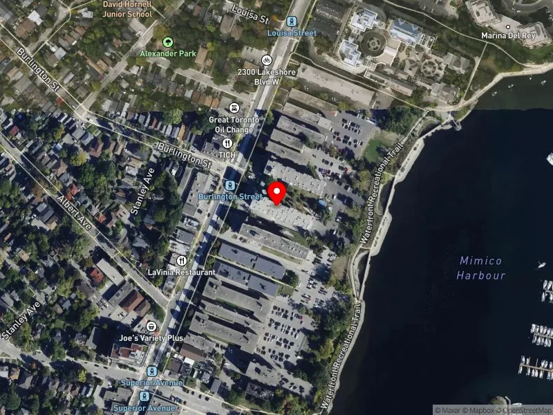 RentSafeTO apartment evaluation satellite view of 2323 LAKE SHORE BLVD W in Etobicoke-Lakeshore, Toronto