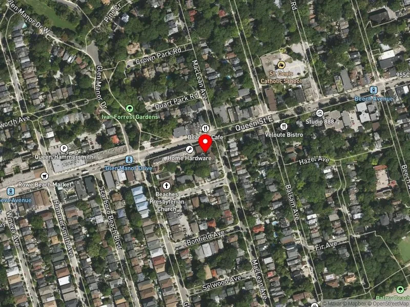 RentSafeTO apartment evaluation satellite view of 2327 QUEEN ST E in Beaches-East York, Toronto