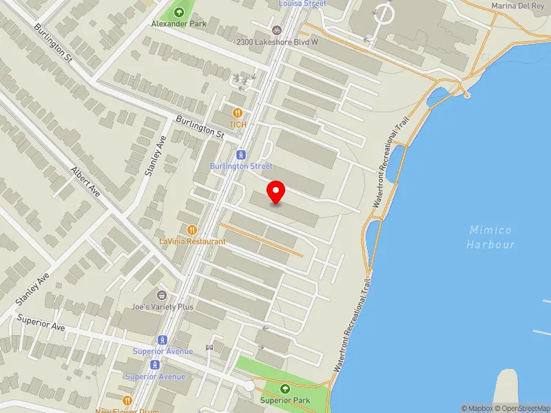 RentSafeTO apartment evaluation map view of 2335 LAKE SHORE BLVD W in Etobicoke-Lakeshore, Toronto