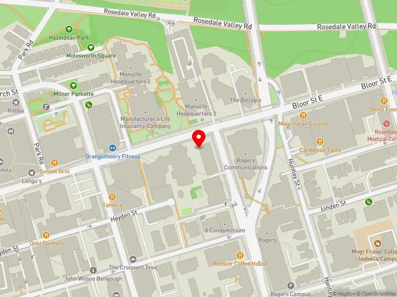 RentSafeTO apartment evaluation map view of 235 BLOOR ST E in University-Rosedale, Toronto