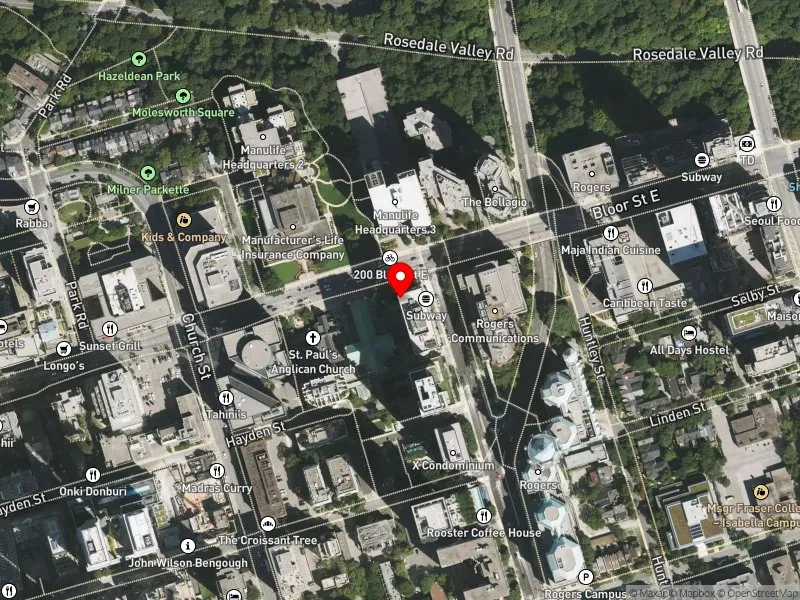 RentSafeTO apartment evaluation satellite view of 235 BLOOR ST E in University-Rosedale, Toronto