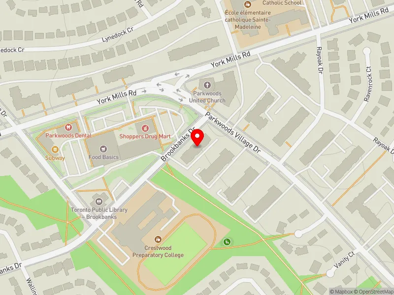 RentSafeTO apartment evaluation map view of 235 BROOKBANKS DR in Don Valley East, Toronto