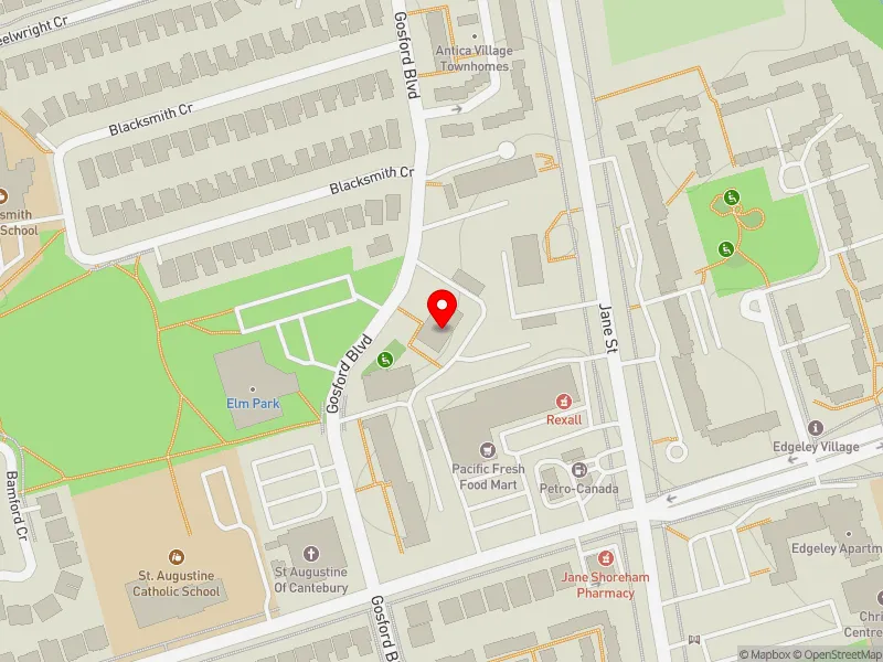 RentSafeTO apartment evaluation map view of 235 GOSFORD BLVD in Humber River-Black Creek, Toronto