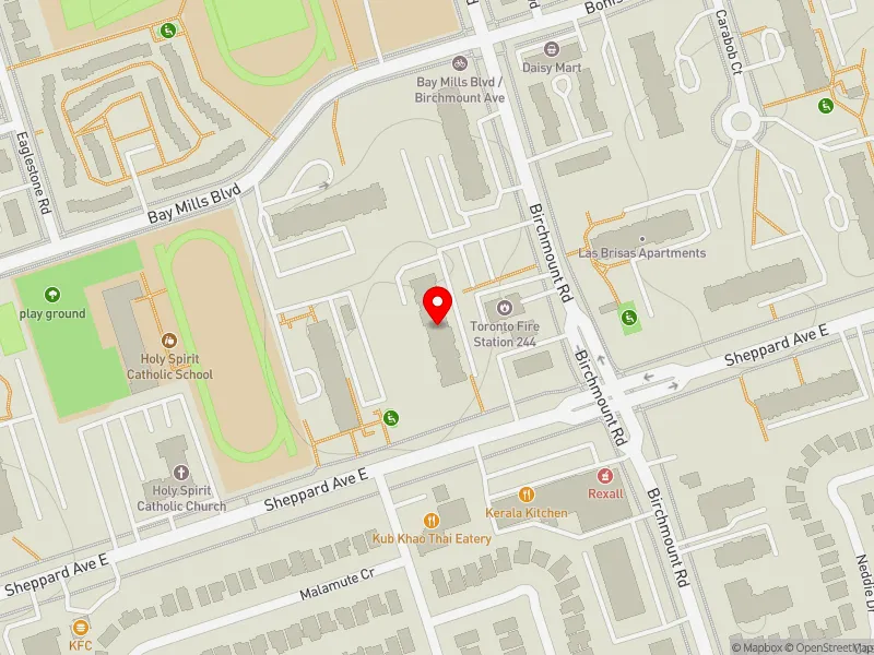RentSafeTO apartment evaluation map view of 2350 BIRCHMOUNT RD in Scarborough-Agincourt, Toronto