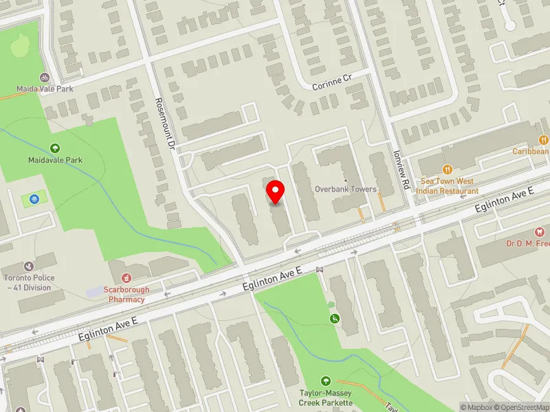 RentSafeTO apartment evaluation map view of 2354 EGLINTON AVE E in Scarborough Centre, Toronto