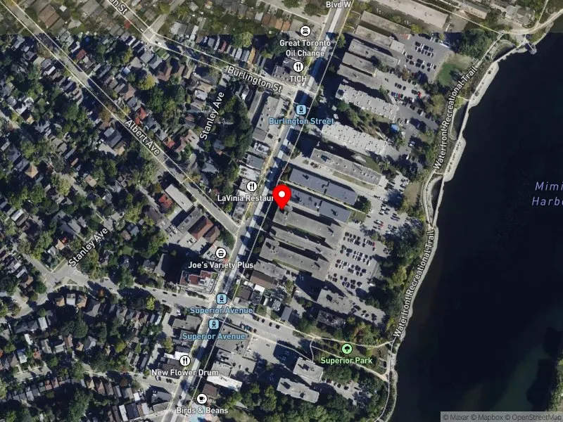 RentSafeTO apartment evaluation satellite view of 2355 LAKE SHORE BLVD W in Etobicoke-Lakeshore, Toronto