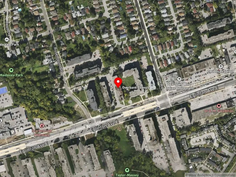 RentSafeTO apartment evaluation satellite view of 2356 EGLINTON AVE E in Scarborough Centre, Toronto