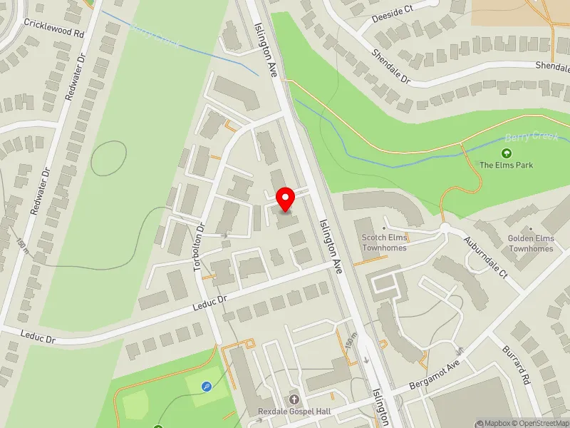 RentSafeTO apartment evaluation map view of 2356 ISLINGTON AVE in Etobicoke North, Toronto