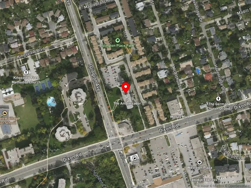 RentSafeTO apartment evaluation satellite view of 236 DIXON RD in Etobicoke North, Toronto