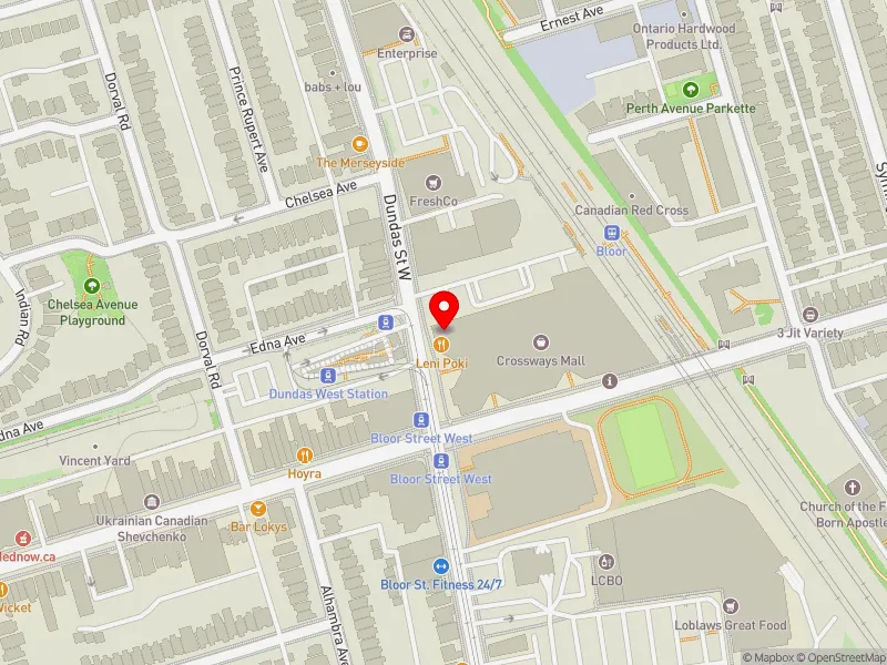 RentSafeTO apartment evaluation map view of 2360 DUNDAS ST W in Parkdale-High Park, Toronto