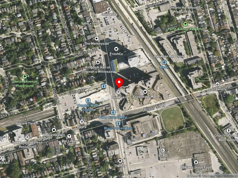 RentSafeTO apartment evaluation satellite view of 2360 DUNDAS ST W in Parkdale-High Park, Toronto