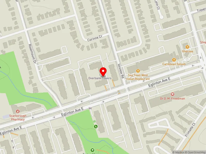 RentSafeTO apartment evaluation map view of 2360 EGLINTON AVE E in Scarborough Centre, Toronto