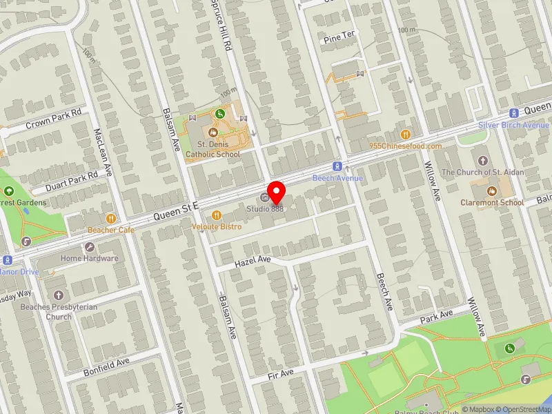 RentSafeTO apartment evaluation map view of 2363 QUEEN ST E in Beaches-East York, Toronto