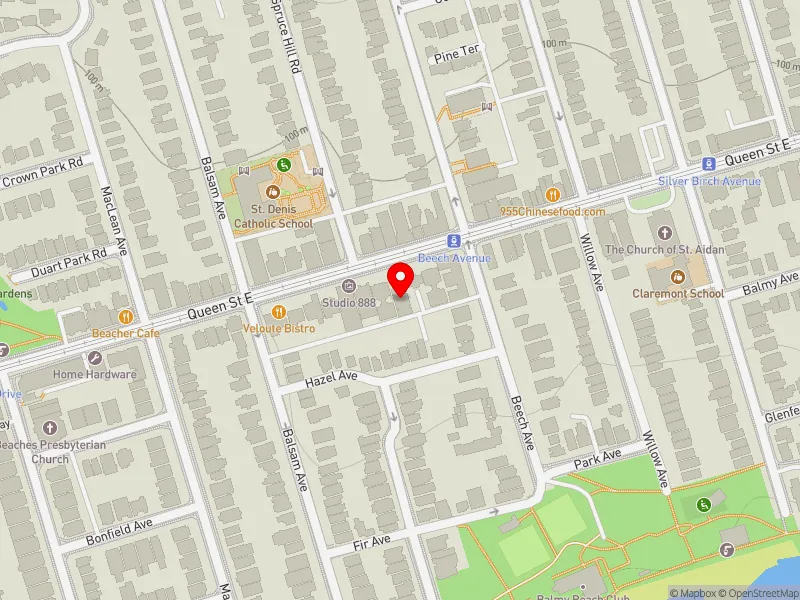RentSafeTO apartment evaluation map view of 2367 QUEEN ST E in Beaches-East York, Toronto